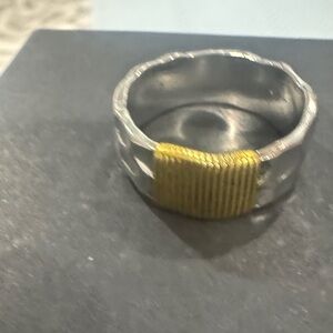 Golden Threads Silver Ring Size 7